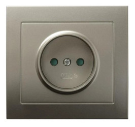 KIER Gniazdo pojedyncze b/u z przesłonami satyna light GP-1WP/45