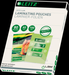 33817 Hot laminating films, iLAM, DIN A5, 80 mic, pack of 100