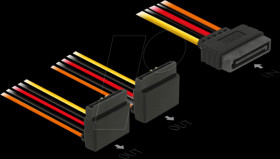 60170 Power cable SATA 15-pin latch type &gt; 2x SATA 15-pin with angled