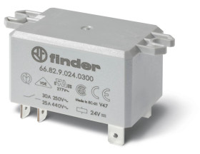 Przekaźnik przemysłowy, montaż panelowy, zaciski typu FASTON 250, 2P 30A/10A 24V DC, styki AgNi, RTII 66.82.9.024.1000