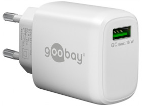 Szybka ładowarka USB QC 3.0 (18 W), biały 1x port USB-A...