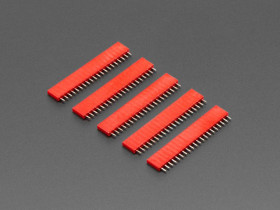 Adafruit 20-pin 0.1" Female Header - Red - 5 pack