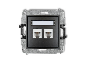 MINI Gniazdo telefoniczne podwójne 2xRJ11 4-stykowy beznarzędziowe grafitowy 11MGT-2 KARLIK