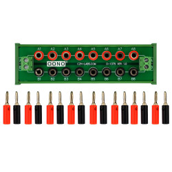 DIN Rail Mount 2 x 8 Position Banana Jack Distribution Module, DC Power Strip