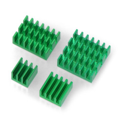 Zestaw radiatorów do Raspberry Pi 4B - z taśmą termoprzewodzącą - zielone - 4szt.