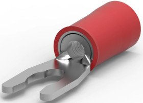 Insulated forked cable lug, 0.3-1.42 mm², AWG 22 to 16, M2.5, red, 52927-1