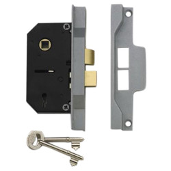 UNION 2242 2 Lever Mortice Rebated Sashlock Silver Enamel 78.5mm 3in Visi