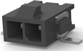 Pin header, 2 pole, pitch 3 mm, angled, black, 2-1445057-2