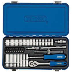 Draper 16365 1/4&quot; Sq. Dr. Metric Socket Set in Metal Case (45 Piece)