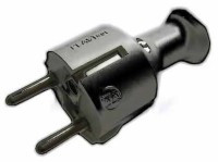 WAC250GE-UNI-KPB Wtyk 250V - standard UNISCHUKO (niemiecki i polski) - 3 biegunowy, czarny 16A - na kabel, prosty