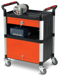 Wozek narzedziowy 3 Level Nie Aluminium, 630 x 424mm, 150kg Load Do lekkich zadań RS PRO