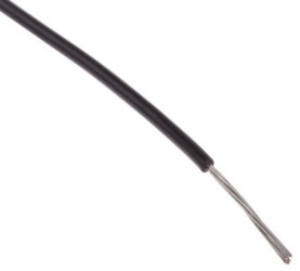 Przewód jednożyłowy linkowy, Przewód instalacyjny, 0,13 mm², 7/0,16 mm, 26 AWG, XLPVC, 150 V, Czarny, dł. 100m, RS PRO
