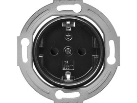 Gniazdo pojedyncze 2P+Z SCHUKO Retro bez ramki , 16A-250V~, czarne