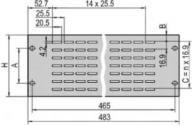 Panel stelażowy Panel przedni do szafy RACK nVent SCHROFF moduły stelażowe 3U szerokość 172.9mm skok poziomy 84KM 345.4