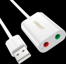 30143 USB audio adapter, A plug to 2x 3.5 mm jack plug, 15 cm