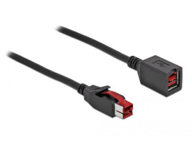 Delock Kabel zasilania Wtyczka zasilania USB 24V, Gniazdo zasilania USB 24V 5.00 m czarny 85989