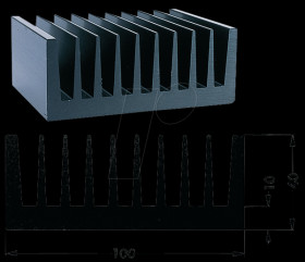 Profile heat sink, 100x100x40mm, 1.3K/W