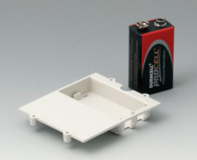 Battery compartment, 1 x 9 V, ABS, white, for 9 V block, A9177310