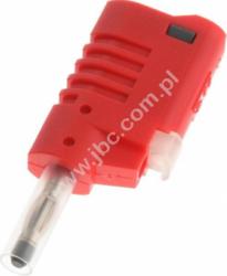 1089-RT Wtyk 4mm, z tuleją ruchomą i dodat. gniazdem 4mm do połączeń wieżowych, szybkozłącze, czerwony, ELECTRO-PJP, 1089RT (jak