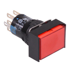AL6H-A21PR Red 16mm 5VDC Latching Rectangle illuminated Push Button Switch IP65 DPDT