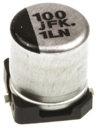 Kondensator 100μF 6.3V dc SMD Panasonic roztaw: 1.5mm 5 (Dia.) x 5.8mm