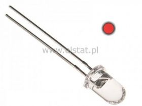 LED 5mm czerwona przeźroczysta; 12V; 200 mcd