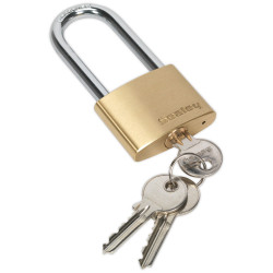 Sealey PL102L Brass Body Padlock Long Shackle 50mm