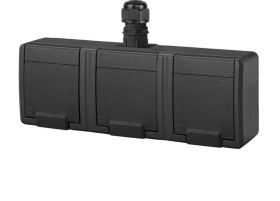 AQUANT 2K gniazdo natynkowe potrójne z uziemieniem 3x2P+Z IP65 antracytowy 5043-67