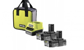 Zestaw Ryobi Wiertarko-wkrętarka udarowa 18V, Szlifierka kątowa 18V 2 x akumulator 2,0 Ah Lithium, ładowarka, miękka torba
