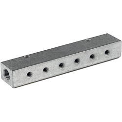 Distribution strip, L 180 mm, 12 bar, aluminum, for compressed air outlets/pneumatics, 112531