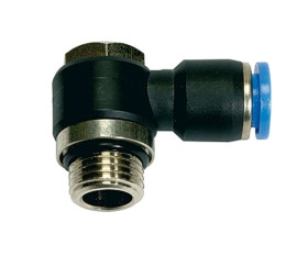 Złączka pneumatyczna wtykowa kątowa banjo G 1/8 GZ do węża fi 6 mm, tworzywo sztuczne