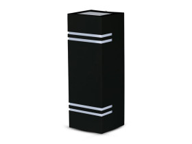 VT-7662 Kinkiet dwukierunkowy 2xGU10 kształt: prostokąt obudowa: czarna IP44 7512 V-TAC