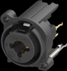 XLR/jack panel mount socket, 3 pole, gold-plated, polyamide, NCJ6FE-V-0