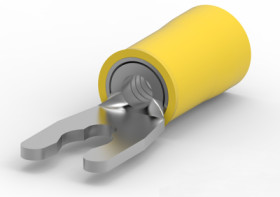 Insulated forked cable lug, 0.12-0.4 mm², AWG 26 to 22, M2, yellow, 52921