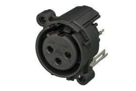 XLR panel socket, 3 pole, gold-plated, plastic, NC3FAV2-0