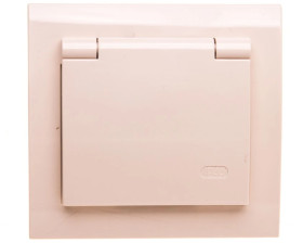 KIER Gniazdo bryzgoszczelne z/u IP44 klapka beżowe GPH-1WZ/01/w