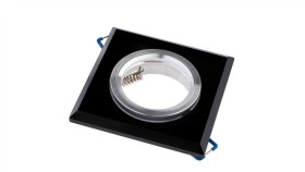 Oprawa Halogenowa Szklana Sufitowa Led Gu10 Mr16 Stała Ariel Czarna Kwadratowa