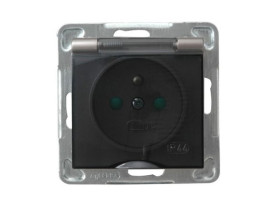 IMPRESJA Gniazdo hermetyczne z uziemieniem IP-44 z przesłonami torów prądowych wieczko przezroczyste tytan GPH-1YZP/m/23/d OSPEL