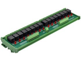 ELECTRONICS-SALON DIN Rail Mount 16 SPDT 10Amp Power Relay Interface Module, DC 5V Version.