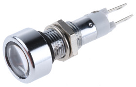 Lampka kontrolna do montażu panelowego 24V, biała 8mm LED Chrom Końcówka lutownicza Signal Construct