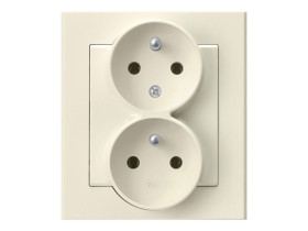 SONATA Gniazdo podwójne bez uziemienia IP20 niezmienność faz z ramką ecru GP-2RC/27 OSPEL