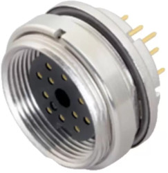 Panel socket, 14 pole, THT, screw locking, straight, 09 0454 90 14
