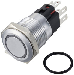 TRU COMPONENTS TC-12647516 Przycisk 250 V/AC 3 A 1 x wył/(wł) IP65 RGB chwilowy Mosiądz, chromowany 1 szt.