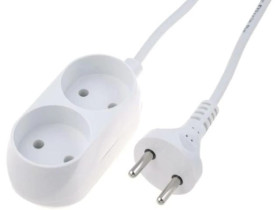 Przedłużacz 2-gniazda b/u 10A 1m /OMY 2x1/ biały PS-260