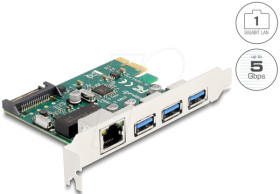 90105 Network card, PCIe, Gigabit Ethernet, 1x RJ45, 3x USB