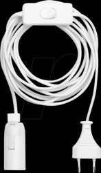 9801W Lamp socket, E14, with switch, 3.5-m cable and plug, white