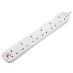 Masterplug SRG6210N-MP Extension Lead 240V 6-Gang 13A White Surge Protected 2m