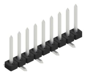 Pin header, 9 pole, pitch 2 mm, angled, black, 10063391