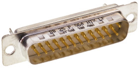 Złącze D-Sub 25-pinowe Męski Proste Montaż na panelu raster 2.76mm Złoto na niklu