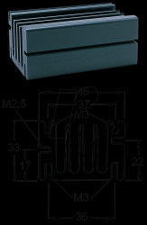 Special heat sink, 75x46x33mm, 3.6K/W